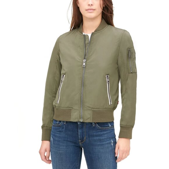 Levi’s Flight Bomber Jacket Women's XL Military‎ Green - Picture 1 of 12